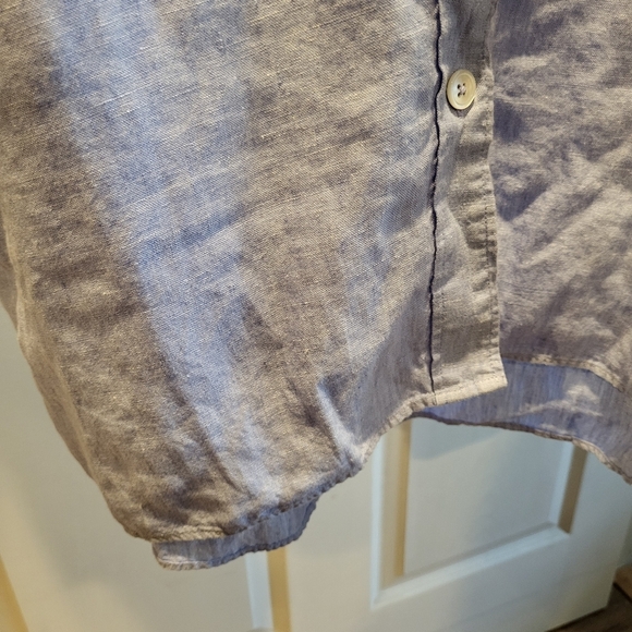 J. Crew 100% Linen Collared Button Down Shirt Mini Pockets Dress Size Large - Picture 5 of 7